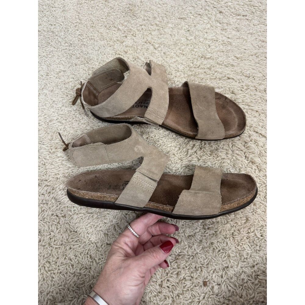 Naot Women's Tan Suede Larissa Comfort Sandals Size Euro 40 US 9 Ankle Tie Boho - Picture 3 of 12